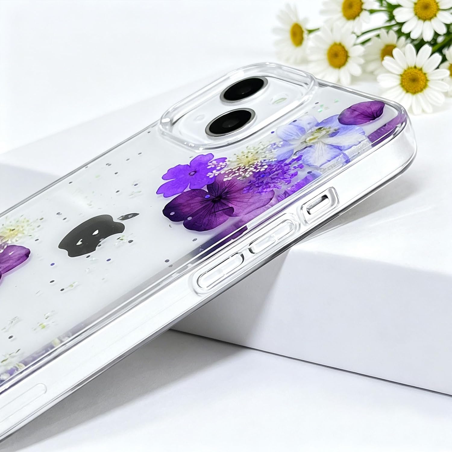Thumbnail 4 de Abbery Flower-14 iPhone 14 Case, Clear TPU with Pressed Flowers and Glitter