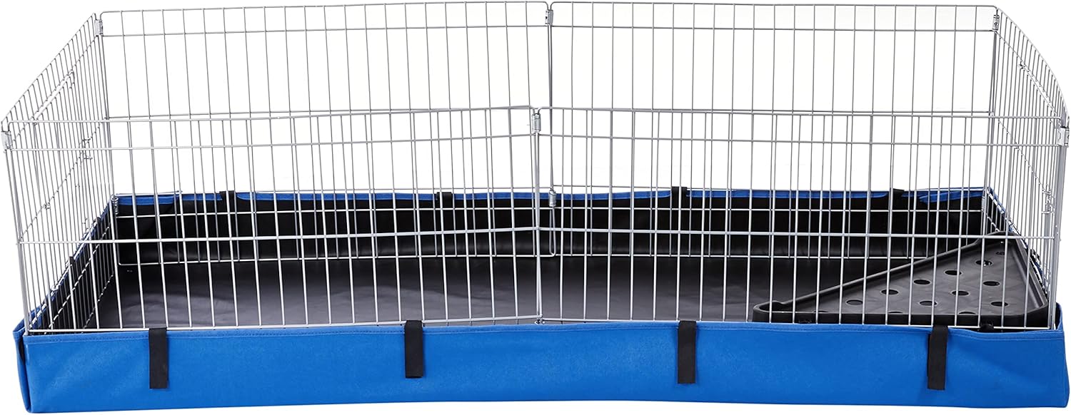 Detalle 2 de Amazon Basics Haustierkäfig Bequem mit Segeltuch-Unterteil – Blau, L 118 x B 35 x H 60 cm