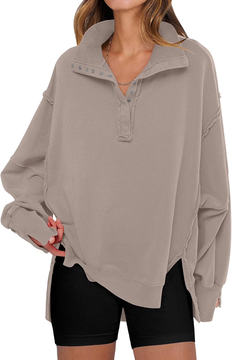 Detalle de Oversized Henley Sweatshirt