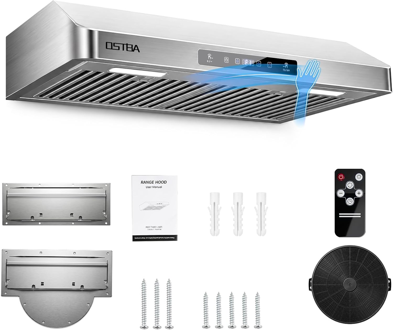 Detalle de OSTBA LF0576C1 30-Inch Under-Cabinet Range Hood, 750 CFM, 3 Speeds