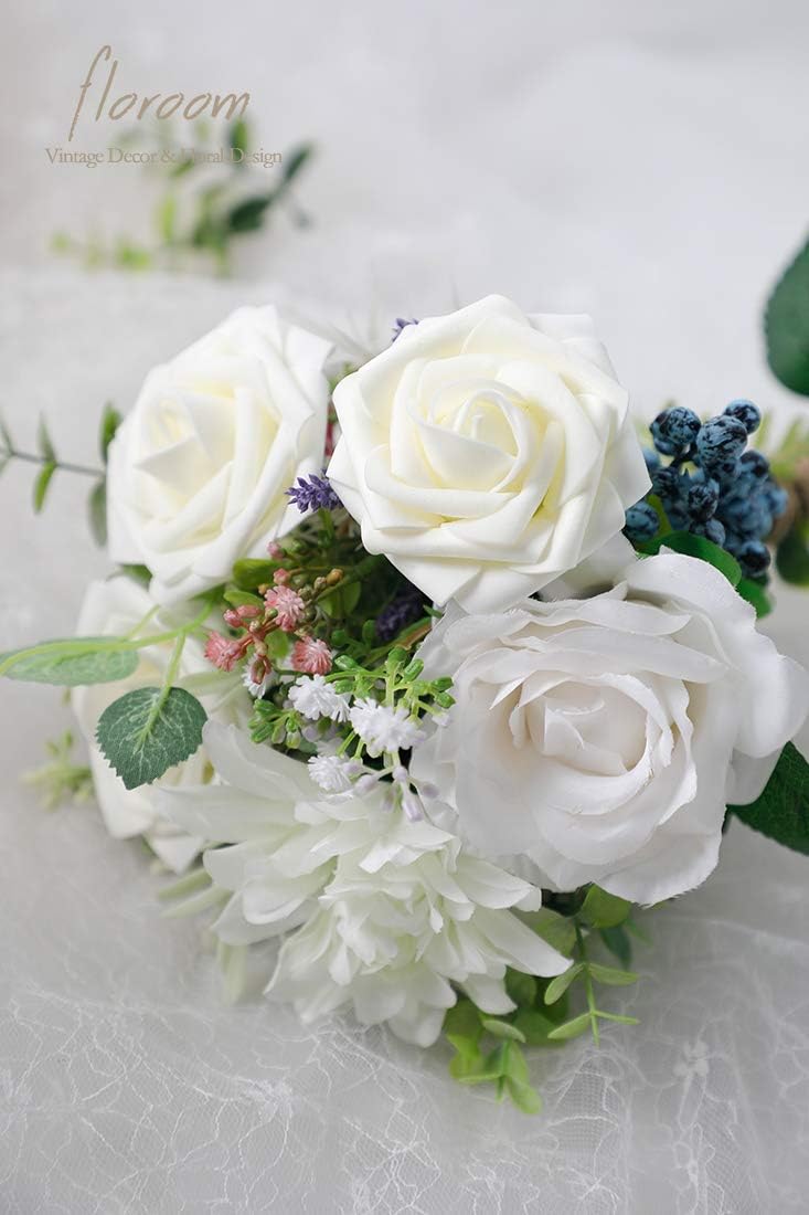 Detalle de Floroom 25pcs Ivory Foam Roses bouquet DIY