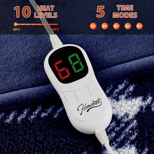 Detalle 2 de Homemate Corded Heated Throw with Flannel, Sherpa and 5 Heat Settings