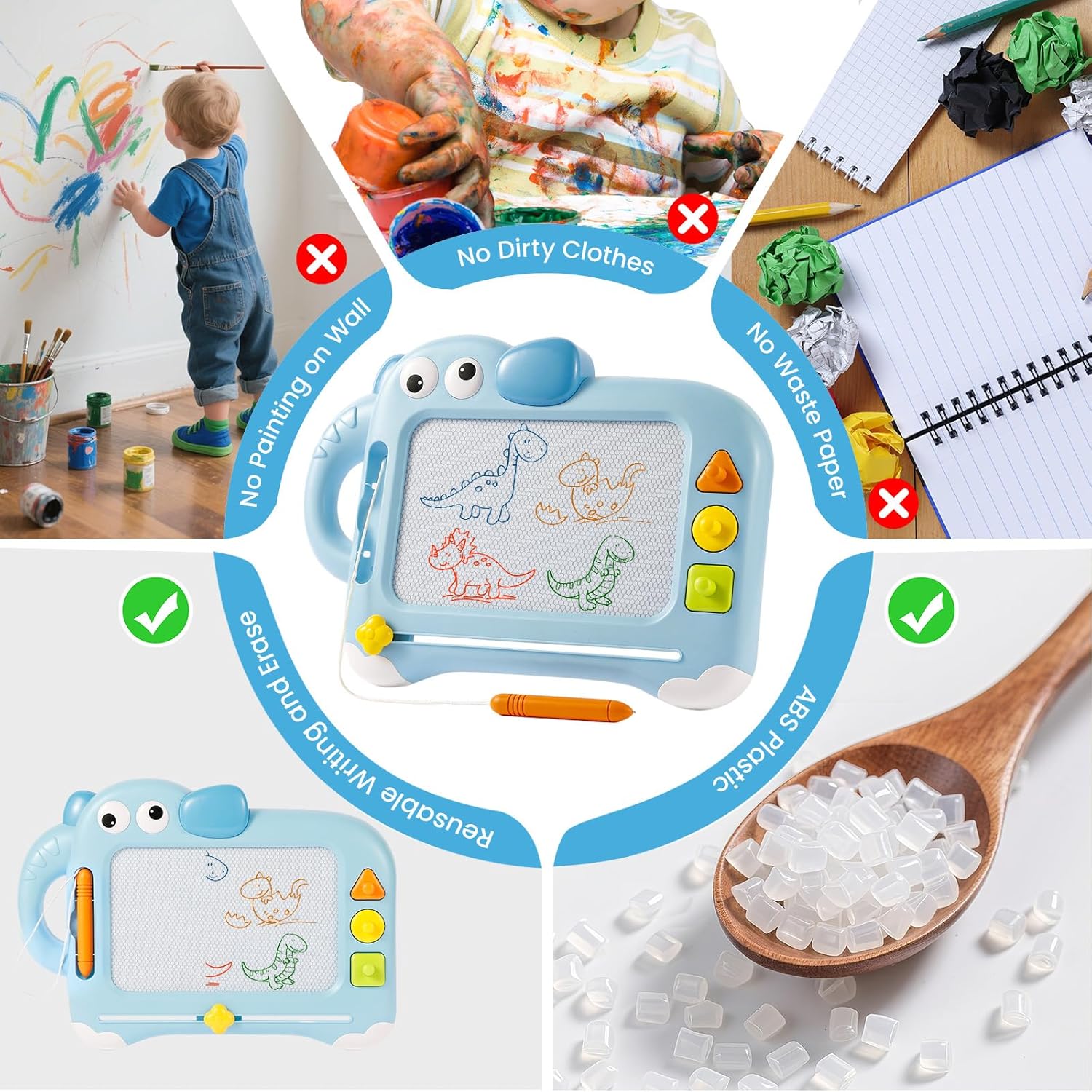Detalle de Toyvii Large Magnetic Drawing Board for Kids (Blue-B): A Practical Sketch Pad for Toddlers and 3+ Year Olds