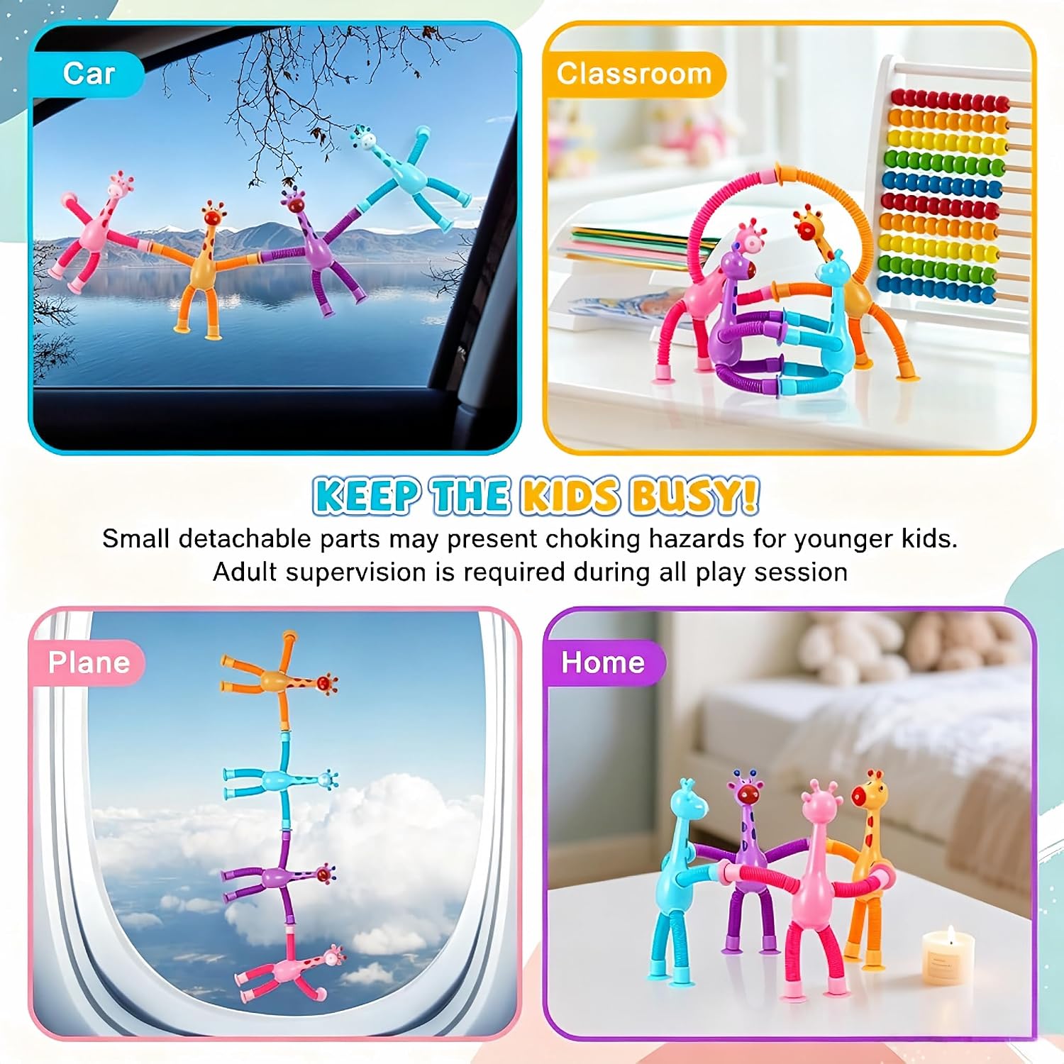 Thumbnail 5 de XONTEUS Pop Tubes Giraffe Travel Toys 4pcs