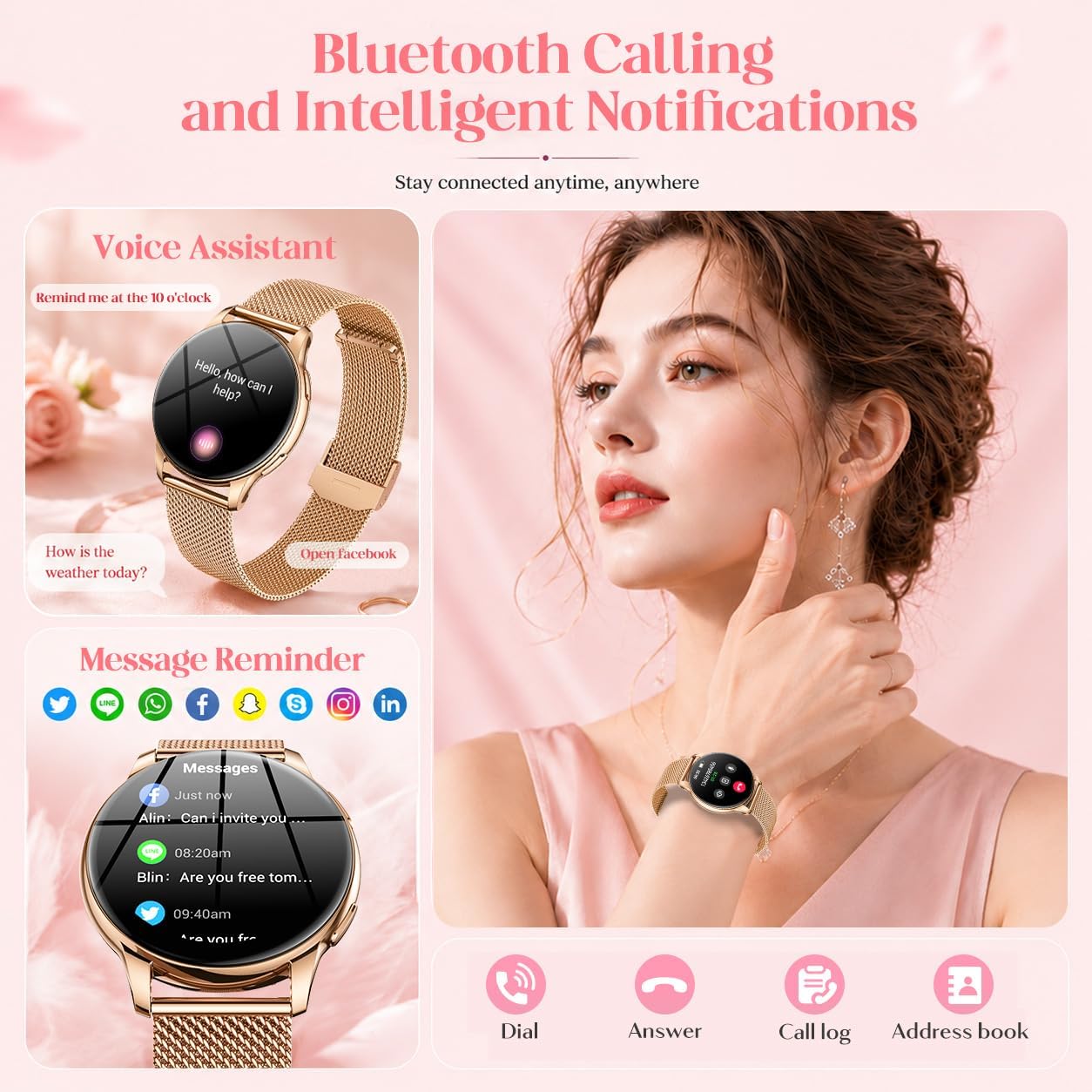 Thumbnail 1 de Doomixs Orologio Smartwatch Donna con Chiamate Bluetooth – AMOLED 1,32'', IP68, 110 sport e monitoraggio salute
