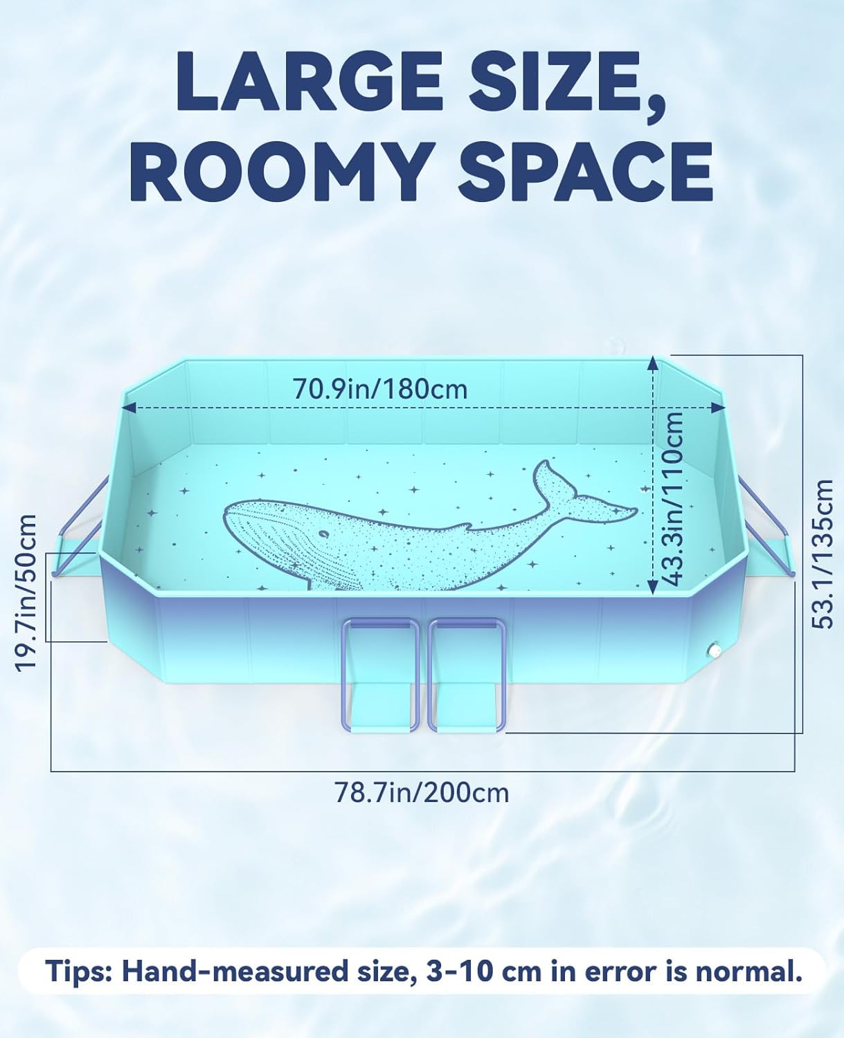 Thumbnail 1 de HeySplash Foldable Pool (78"×53"×19") Non-Inflatable Kiddie Pool for Backyard, Blue Whale