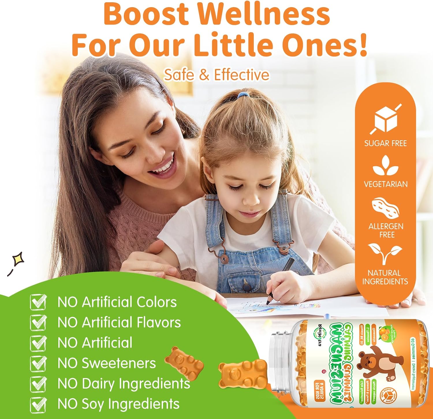 Detalle de ReviNutra Magnesium Gummies for Kids, 60 Count