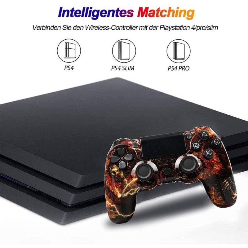 Thumbnail 1 de Kinsi P4YXSB Gamepad para PS4 Fantasma de Fuego — mando inalámbrico con vibración y batería de 600 mAh