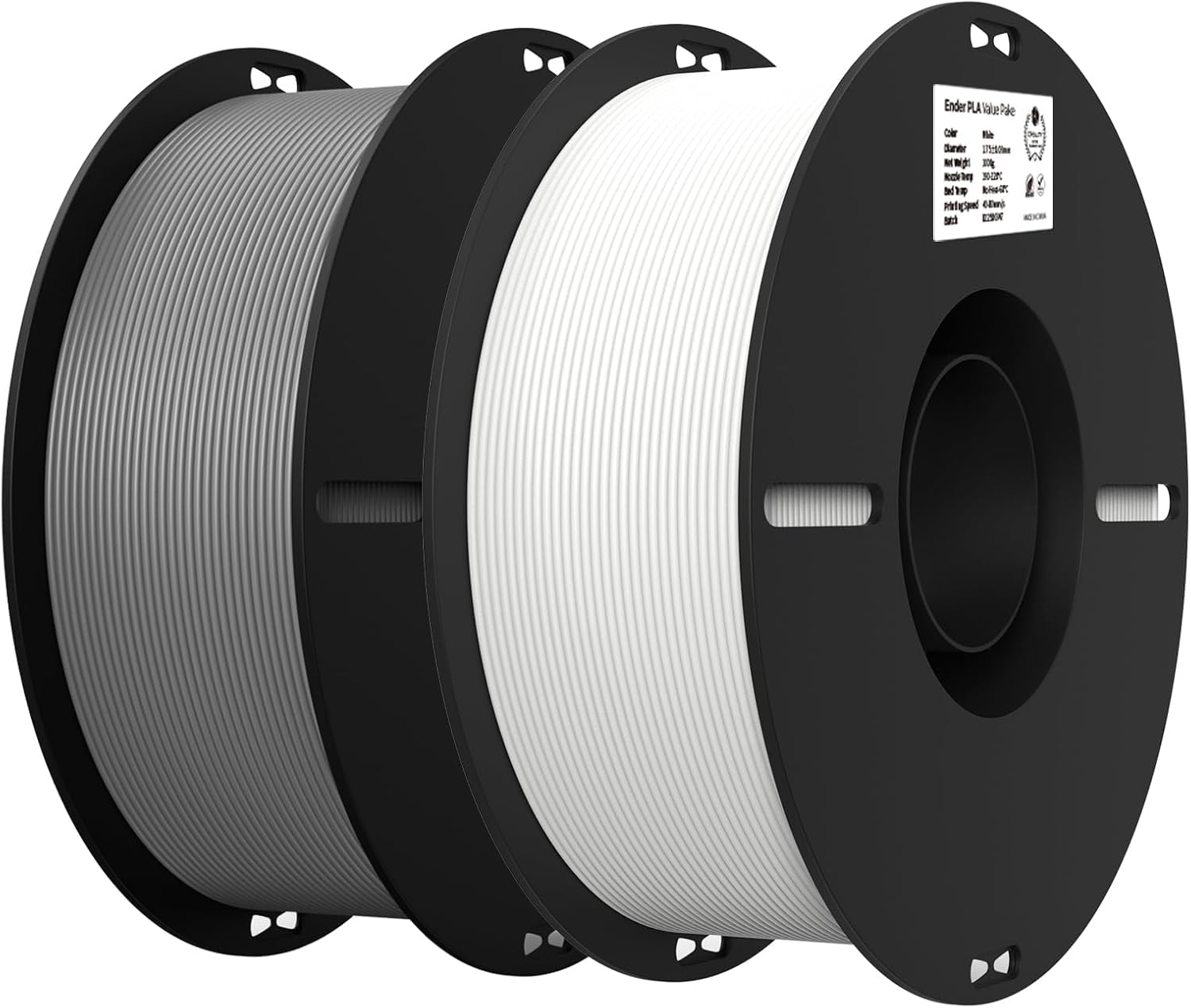 Creality PLA Filament 1.75mm Bundle (White & Grey, 2-Pack) for FDM 3D Printers
