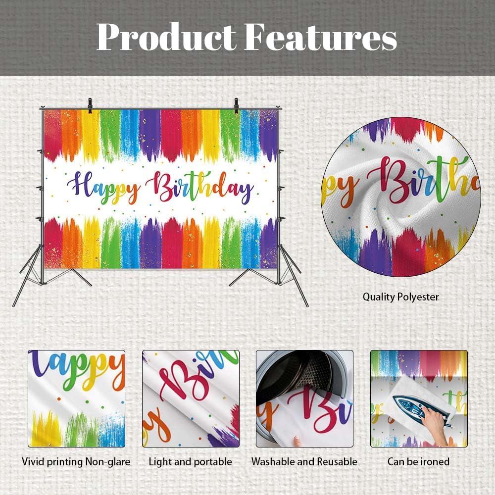 Thumbnail 5 de MEHOFOND 7x5ft Rainbow Painting Birthday Backdrop (Econ-Polyester photo background)