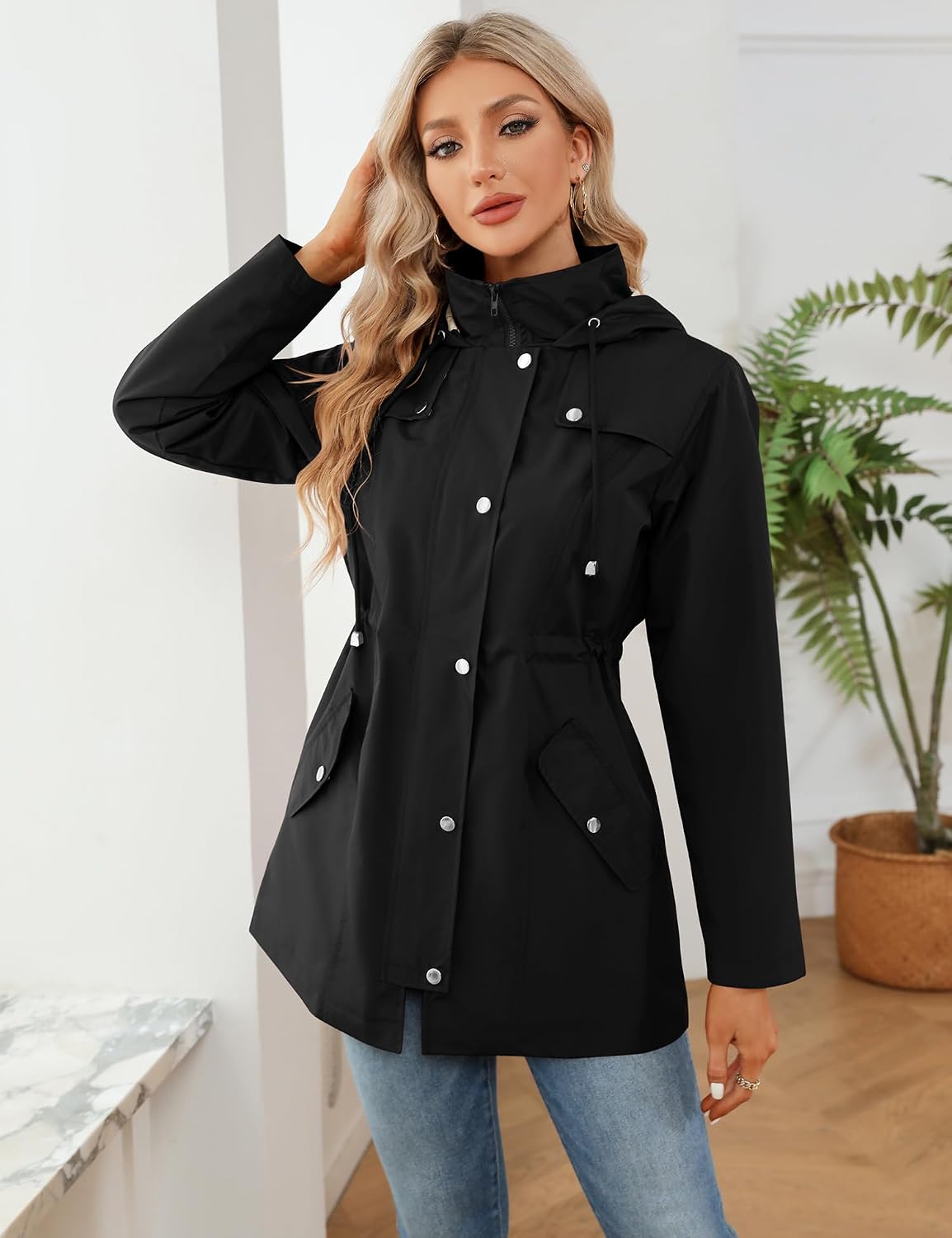 Thumbnail 1 de LOMON Women Waterproof Outdoor Hiking Raincoat — Lined Hooded Rain Jacket Trench Coat