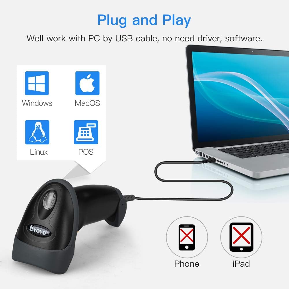 Detalle 2 de Eyoyo lettore codici a barre 2D USB