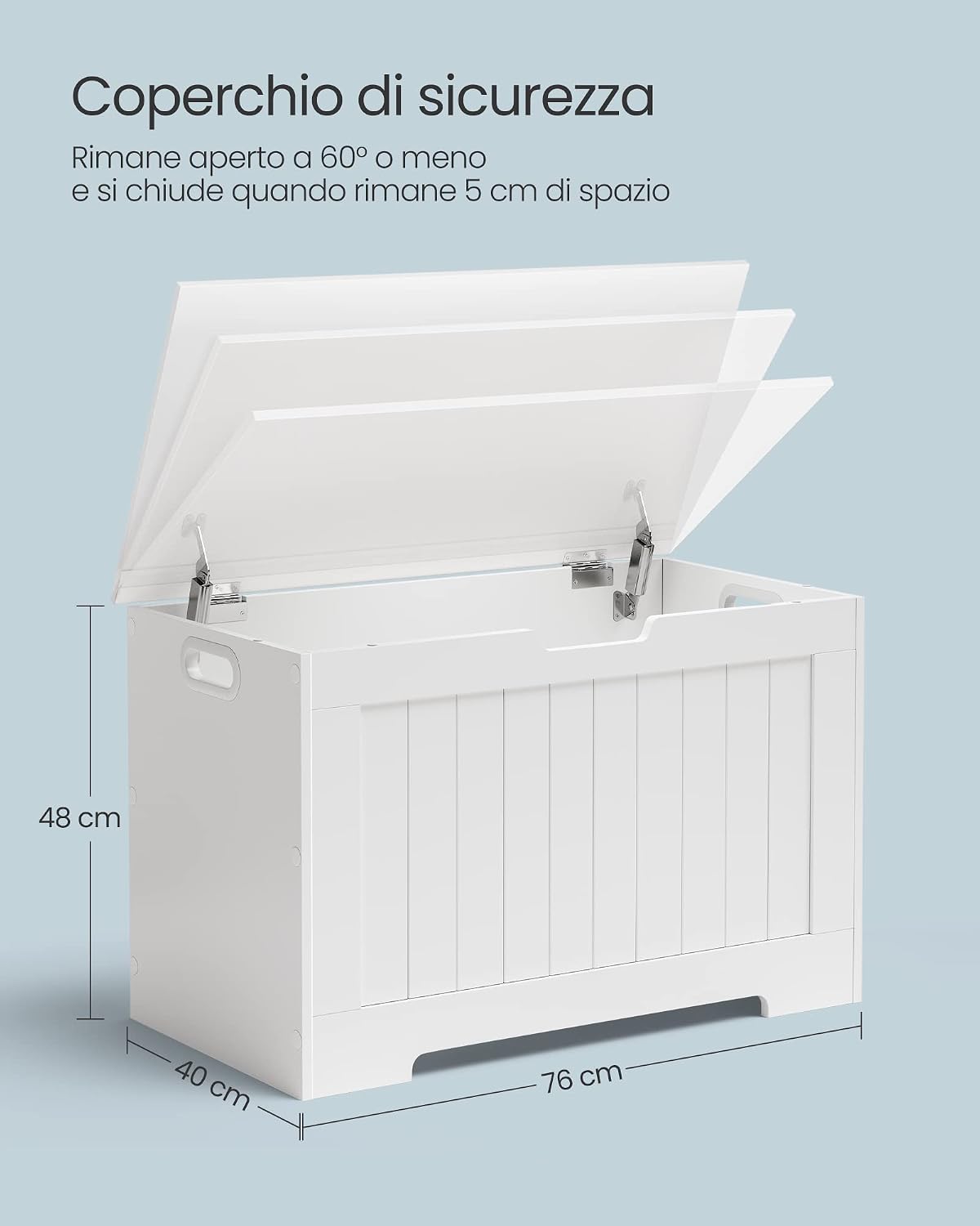 Detalle 2 de VASAGLE Cassapanca Contenitore LHS11WT Bianco Nuvola: panca portascarpe con ampio spazio contenitivo