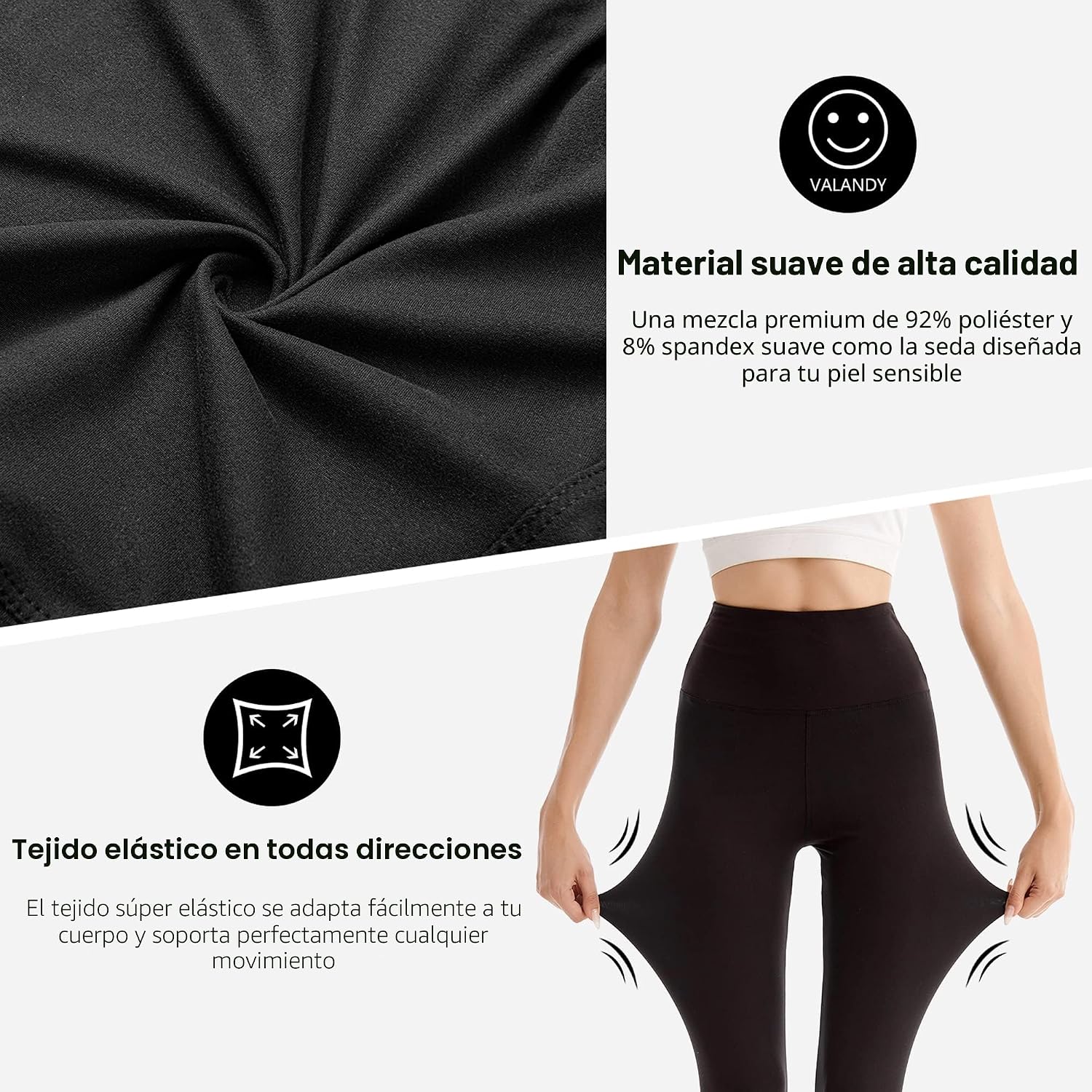 Detalle de SINOPHANT leggins cortos mujer 3/4 cintura alta (capri) negro L-XL