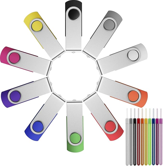 Detalle de FEBNISCTE Memorias Flash USB 10 Piezas 2GB - Portátil & Colorido 💾