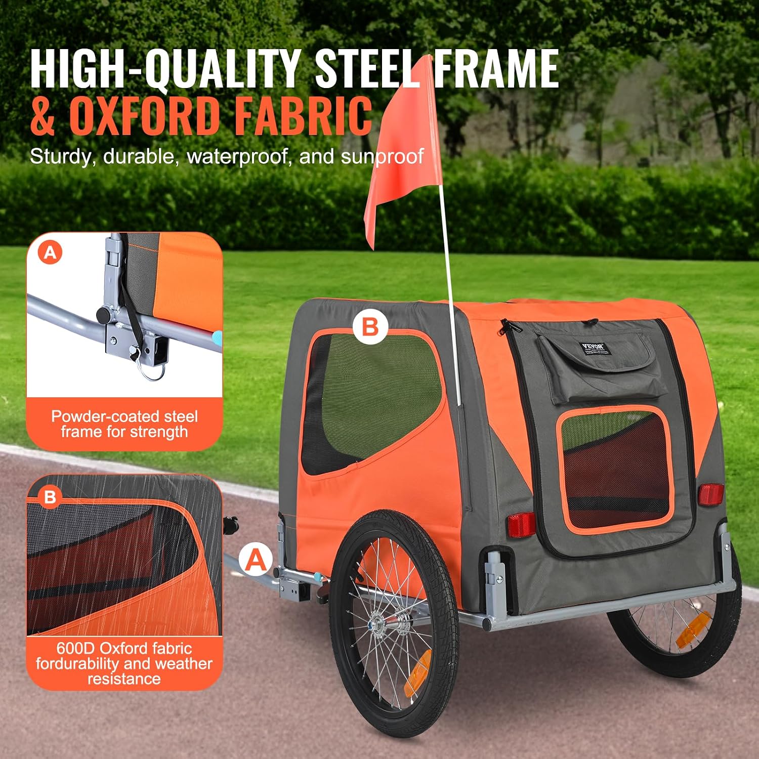 Detalle de VEVOR Rimorchio bici per cani 30 kg