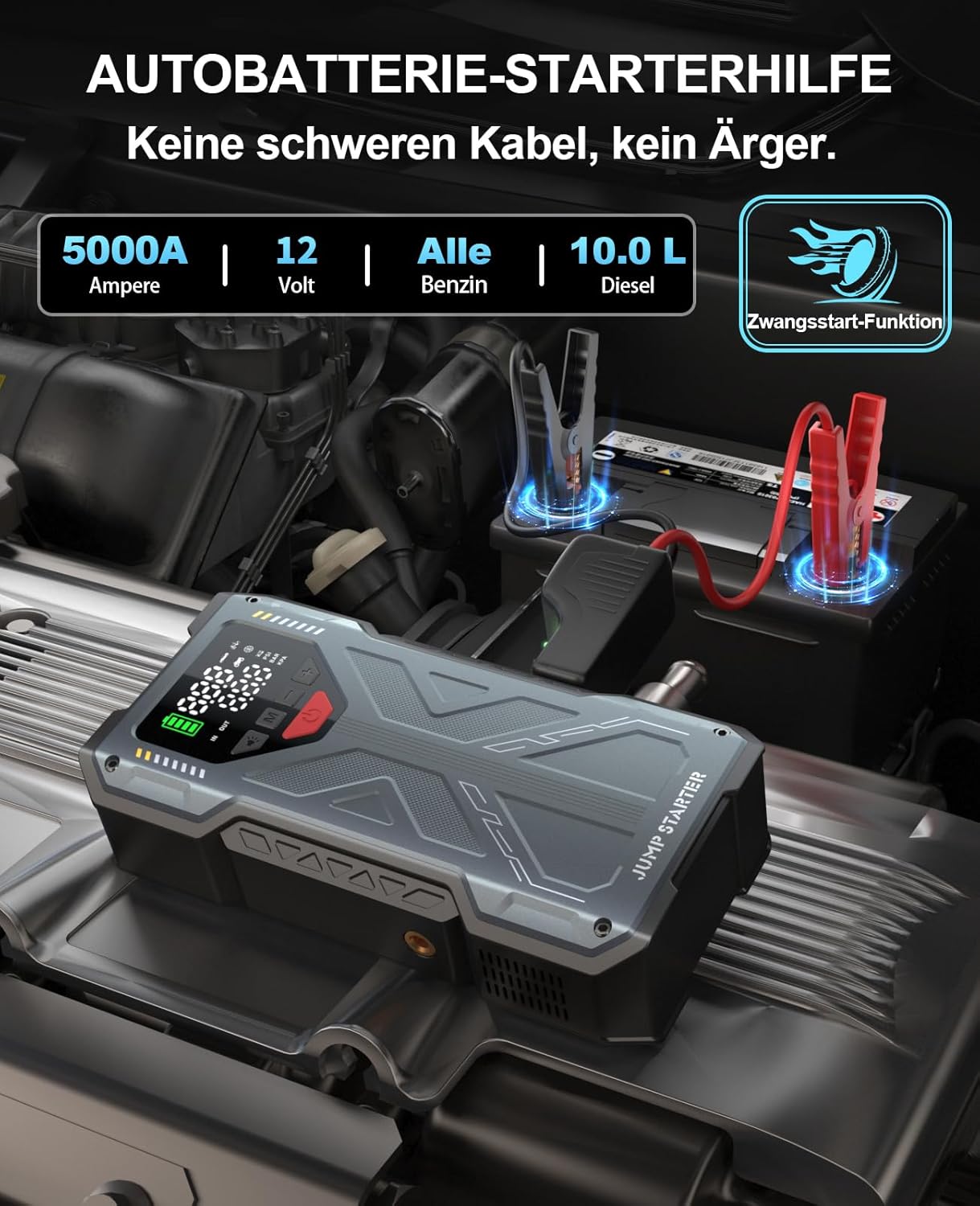 Thumbnail 1 de Upgrade Starthilfe Powerbank für PKW mit Kompressor (150 PSI) und 5000A Jumpstarter – 12V Starterhilfe & Reifenfüller