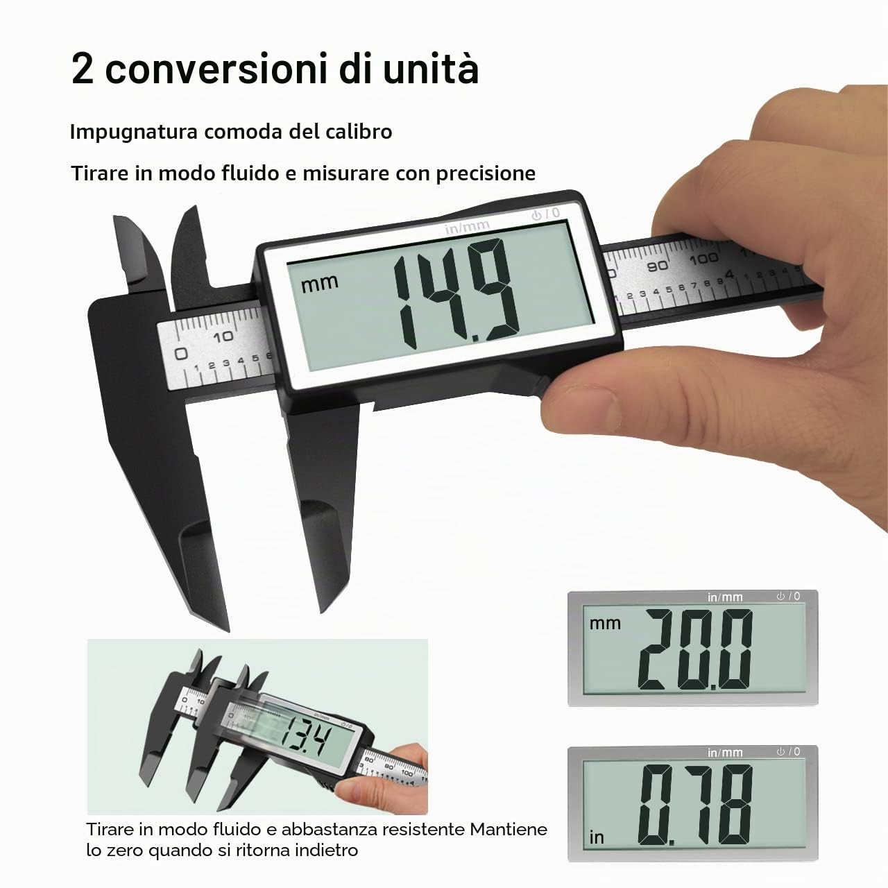 Thumbnail 1 de Kynup calibro digitale con grande display LCD da 150 mm (conversione pollice/millimetro) Vernier digitale