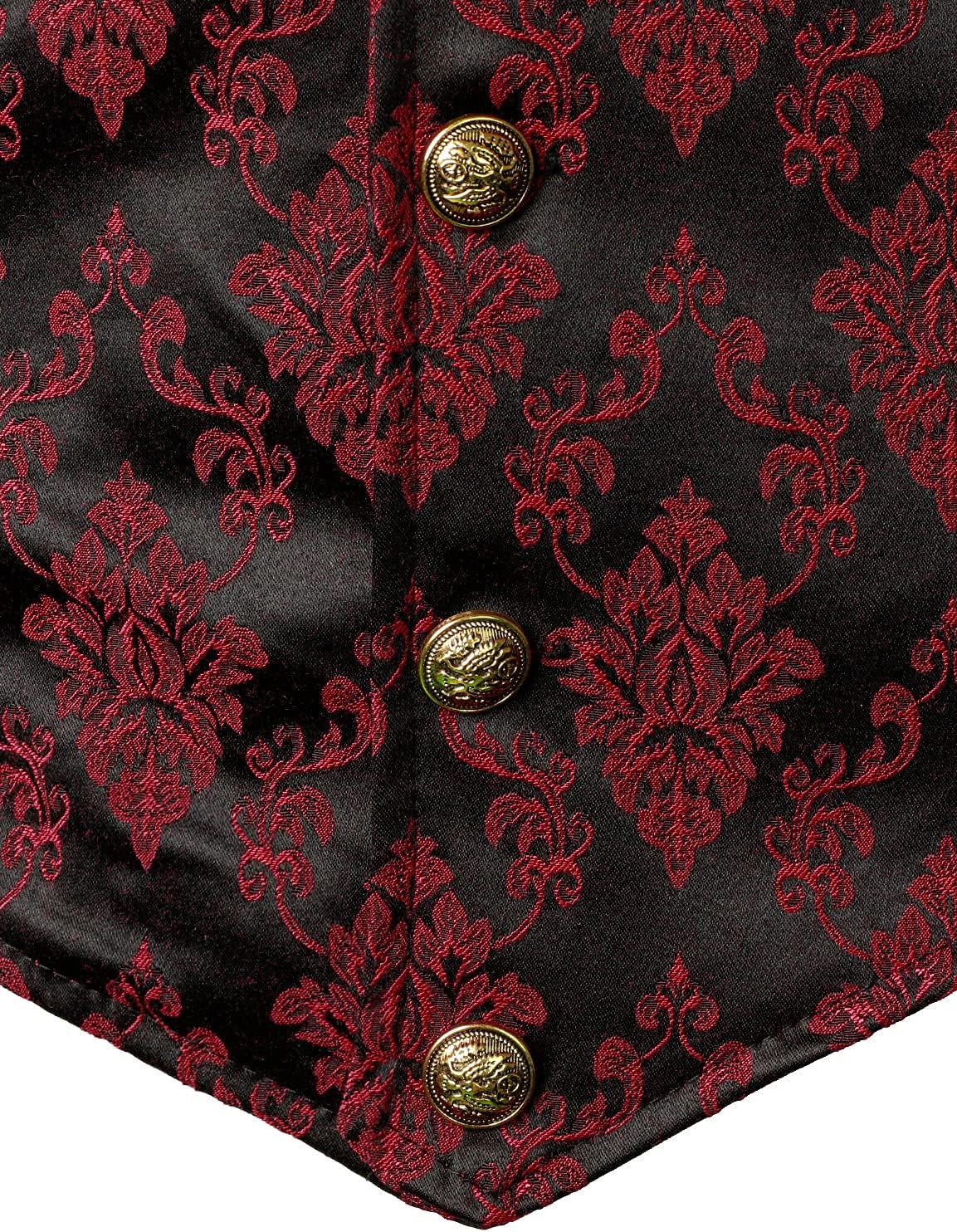 Detalle de VATPAVE Herren Viktorianischer Anzug Weste – Steampunk Gothic, ärmellos, V-Ausschnitt