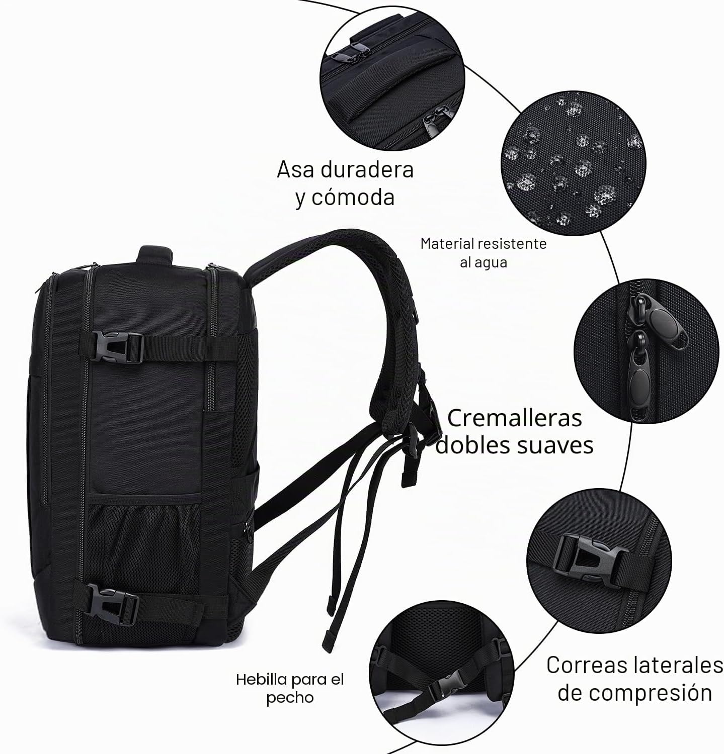 Thumbnail 4 de Mochila Viaje 40x30x20 para Ryanair, Vueling, Mochila Cabina 40x20x30 Mochila Viaje Cabina Avion con Compartimento Impermeable 24L Equipaje de Mano Bolsa Portatil 14 Pulgadas para Trabajo, Viajes