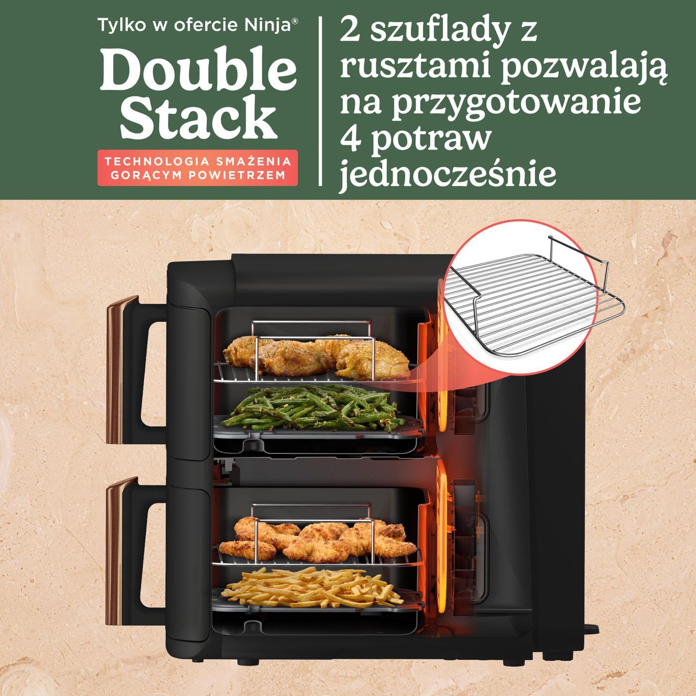 Detalle de Ninja Double Stack XL SL400EUCP – pionowa frytkownica beztłuszczowa 9,5 l