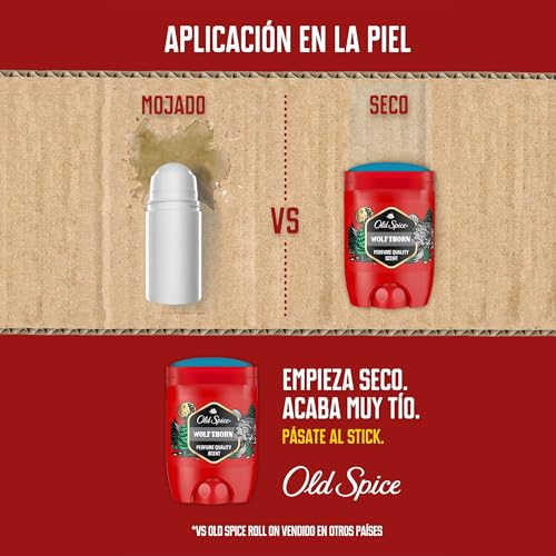 Detalle de Old Spice Wolfthorn desodorante en barra para hombres (4x50 ml) con frescura 24 horas