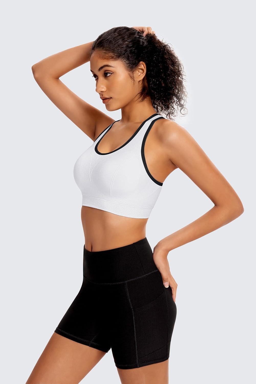 Detalle de AENLLEY Seamless Wireless Racerback High Impact Sports Bra for Women