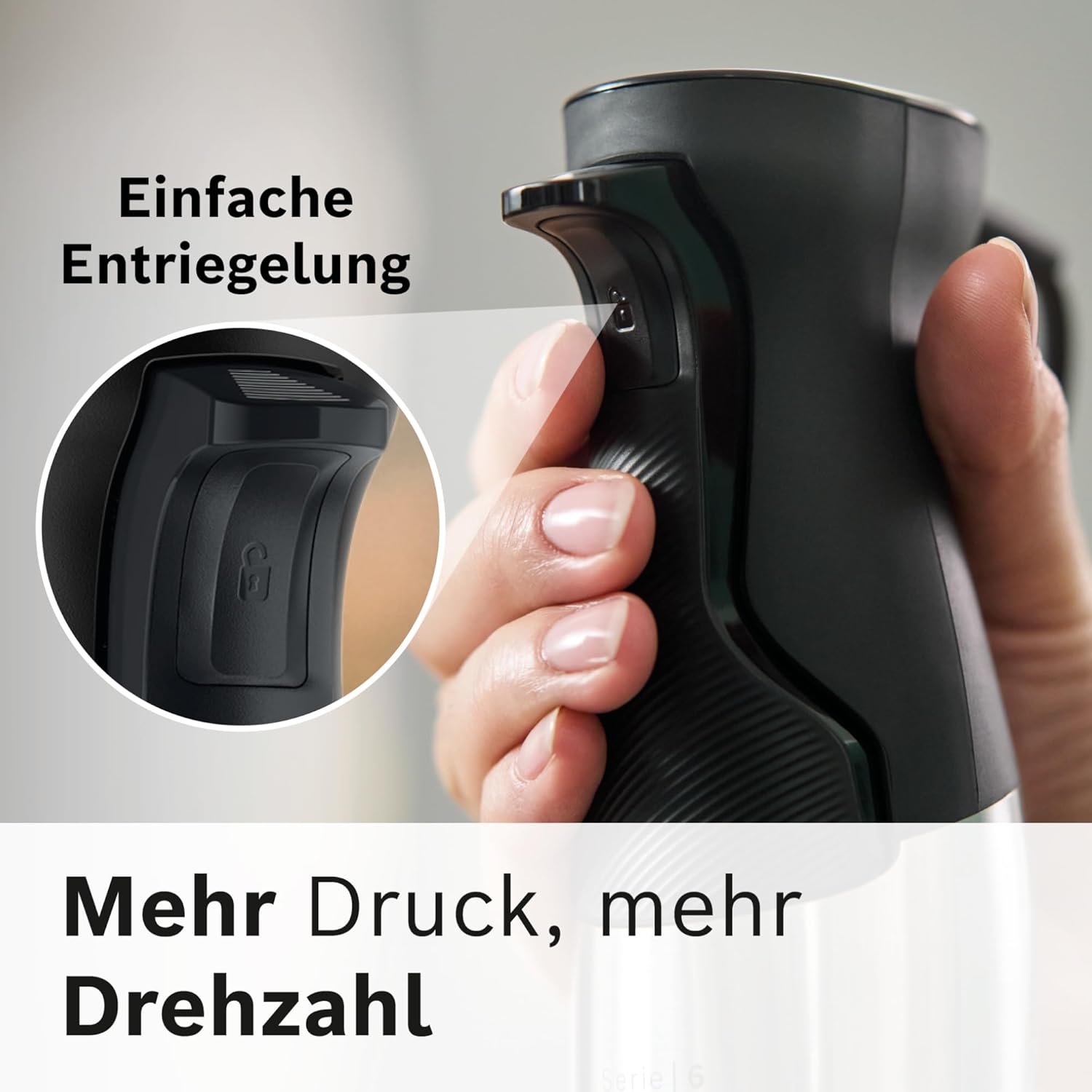 Detalle 2 de Bosch Stabmixer ErgoMaster Serie 6 MSM6M673 (1.000 W) – einhändig, 4 Edelstahl-Klingen, Keramik-Kupplung