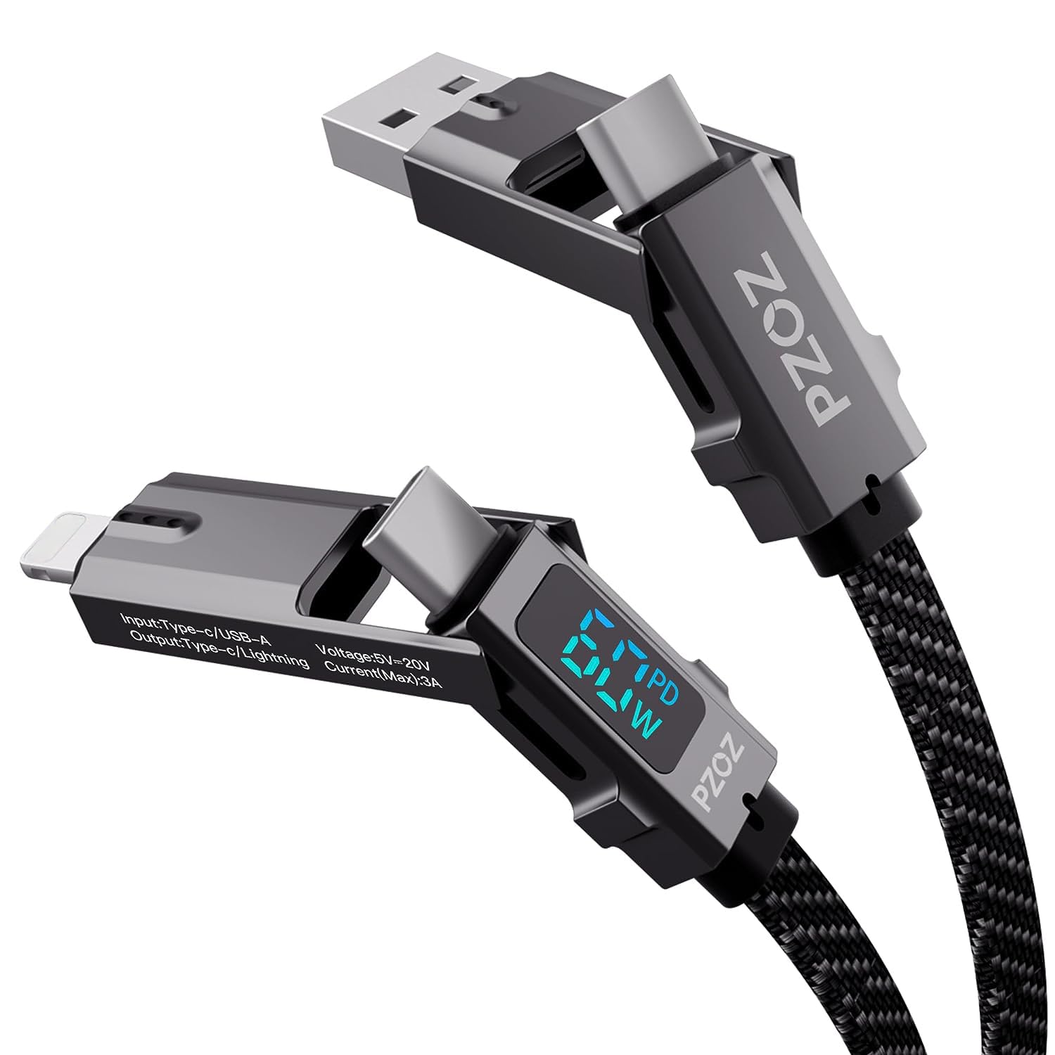 Detalle de PZOZ 4-in-1 60W LED USB Cables for charging