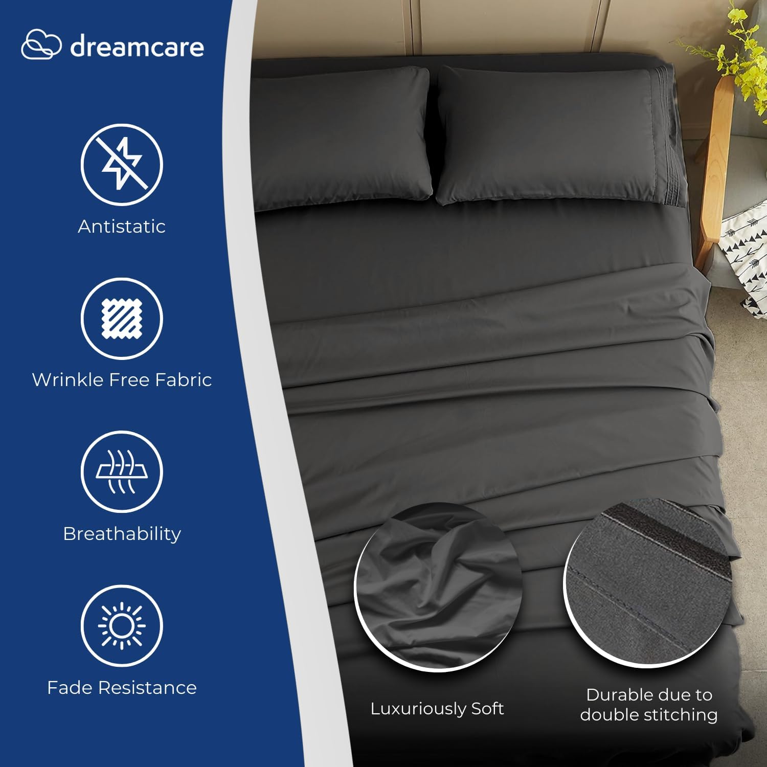 Thumbnail 1 de DREAMCARE King Size Sheets Set 21" deep pocket