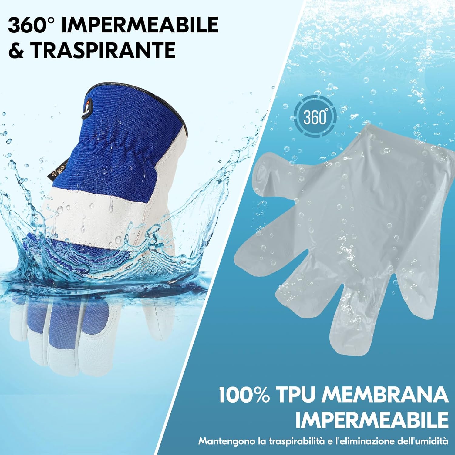 Thumbnail 2 de Vgo… PA7226FLWP: guanti da lavoro invernali impermeabili per freddo fino a 0°C, in pelle di maiale