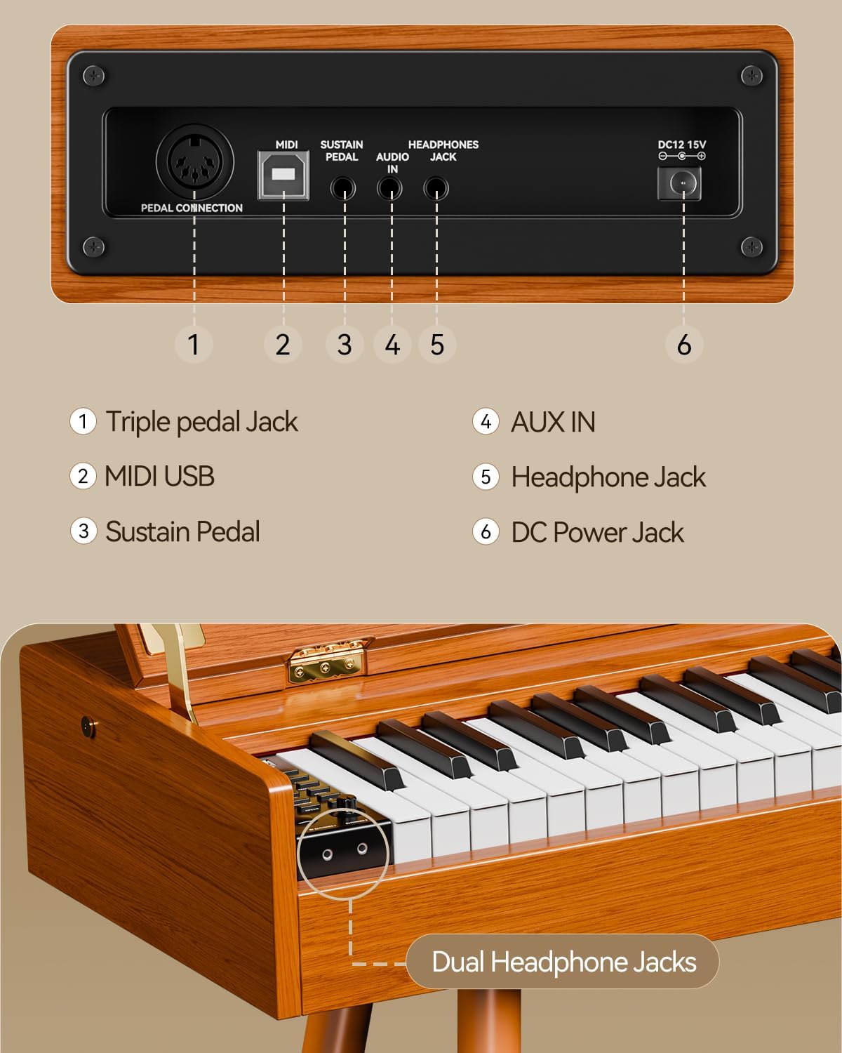 Thumbnail 6 de Rhymo UP88A 88-Key Digital Piano with Hammer Action, 900 Tones and Bluetooth