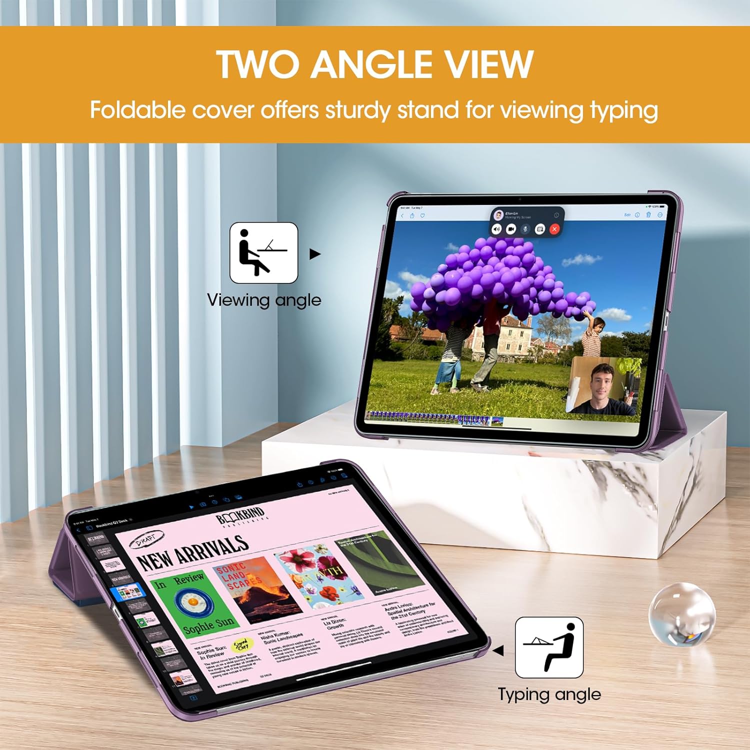 Thumbnail 3 de ProCase Hülle für iPad Pro 13 Zoll M5/M4 (2025/2024) – dünnes Smart Cover mit transluzenter, matter Rückseite in Dunkellila