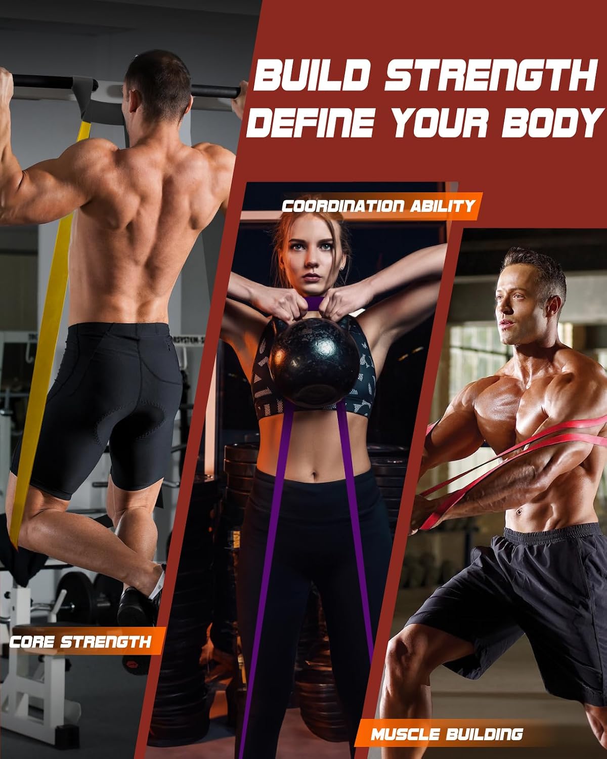 Detalle 2 de Fitense Resistance Bands Set mit Türanker – Widerstandsbänder in 5 Stufen für Training, Yoga, Pilates & Reha