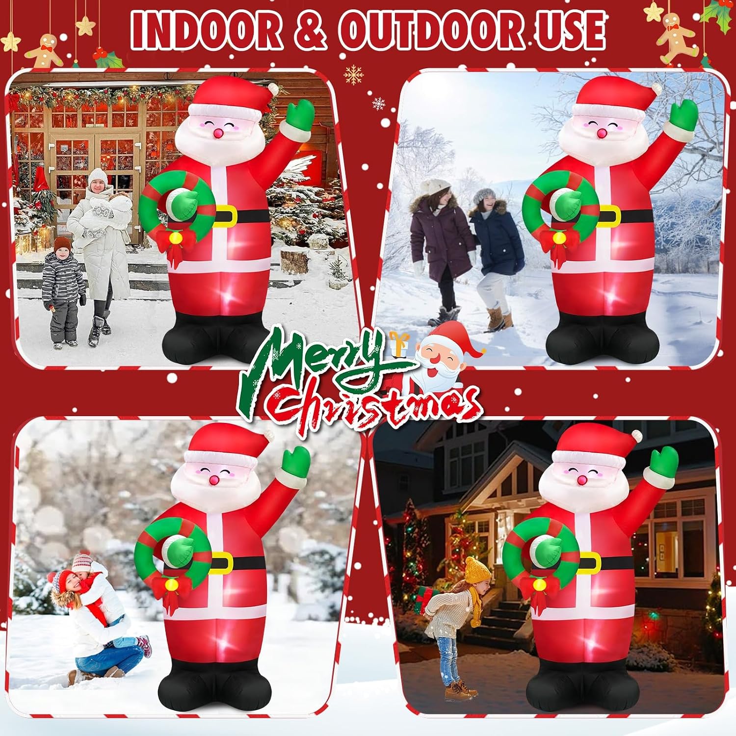 Detalle de Danxilu C-Santa-006-6F Inflatable Santa, 6 ft, with White LED Lights