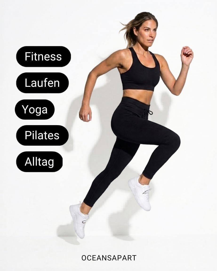 Detalle de OCEANSAPART Legging Gianna pour femme — coupe haute, opaque et évacuation d'humidité, confort et flexibilité