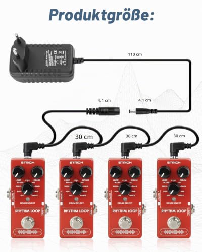 Thumbnail 7 de STRICH SPA-10 Gitarrenpedal Netzteil – 9V DC, 1000mA, 4-Wege Daisy-Chain, 4‑fach Netzteil für Pedalboards, Spitze negativ