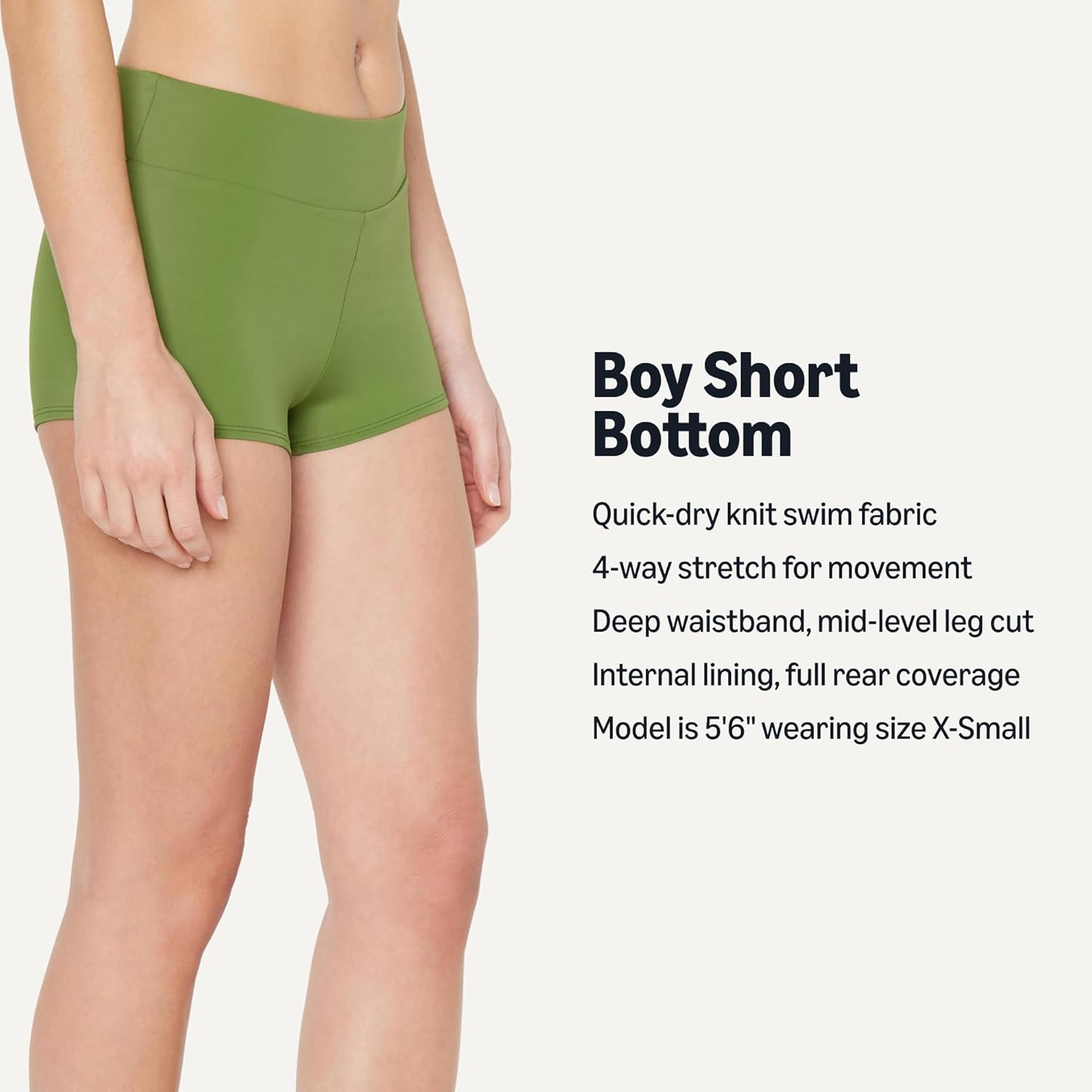 Detalle de Amazon Essentials Women’s Boy Short Swim Bikini Bottom with Full Coverage