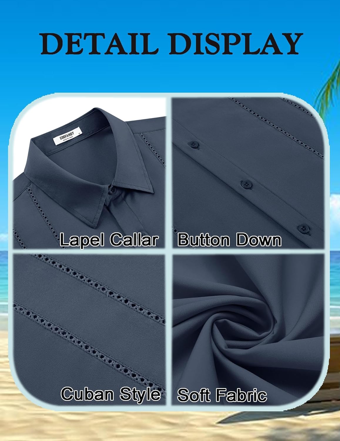 Thumbnail 4 de COOFANDY Cuban Guayabera Short Sleeve Shirt