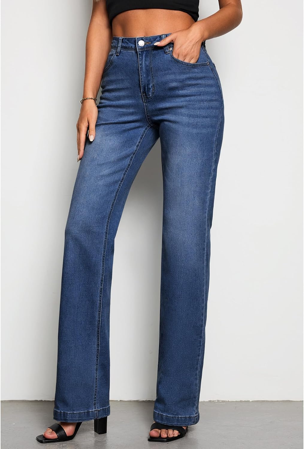 Thumbnail 2 de GRAPENT Women's Wide Leg High Waist Denim Jeans