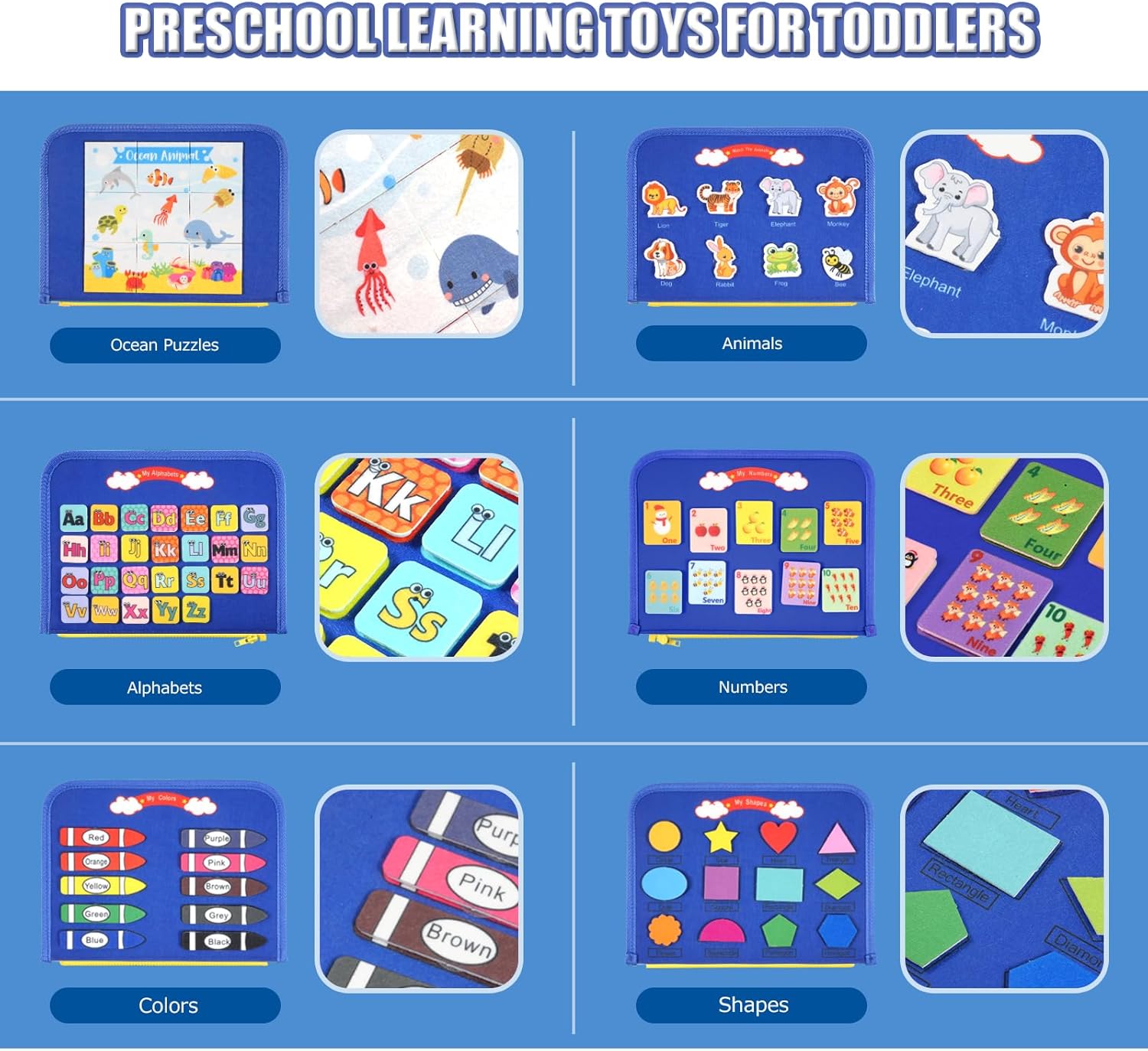 Thumbnail 1 de Montessori Busy Board sensory activity board (Navy blue) for ages 1–6