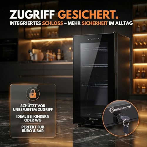Detalle de Sommertal GK50 Getränkekühlschrank 50L – Glastür, RGB LED, Touchscreen