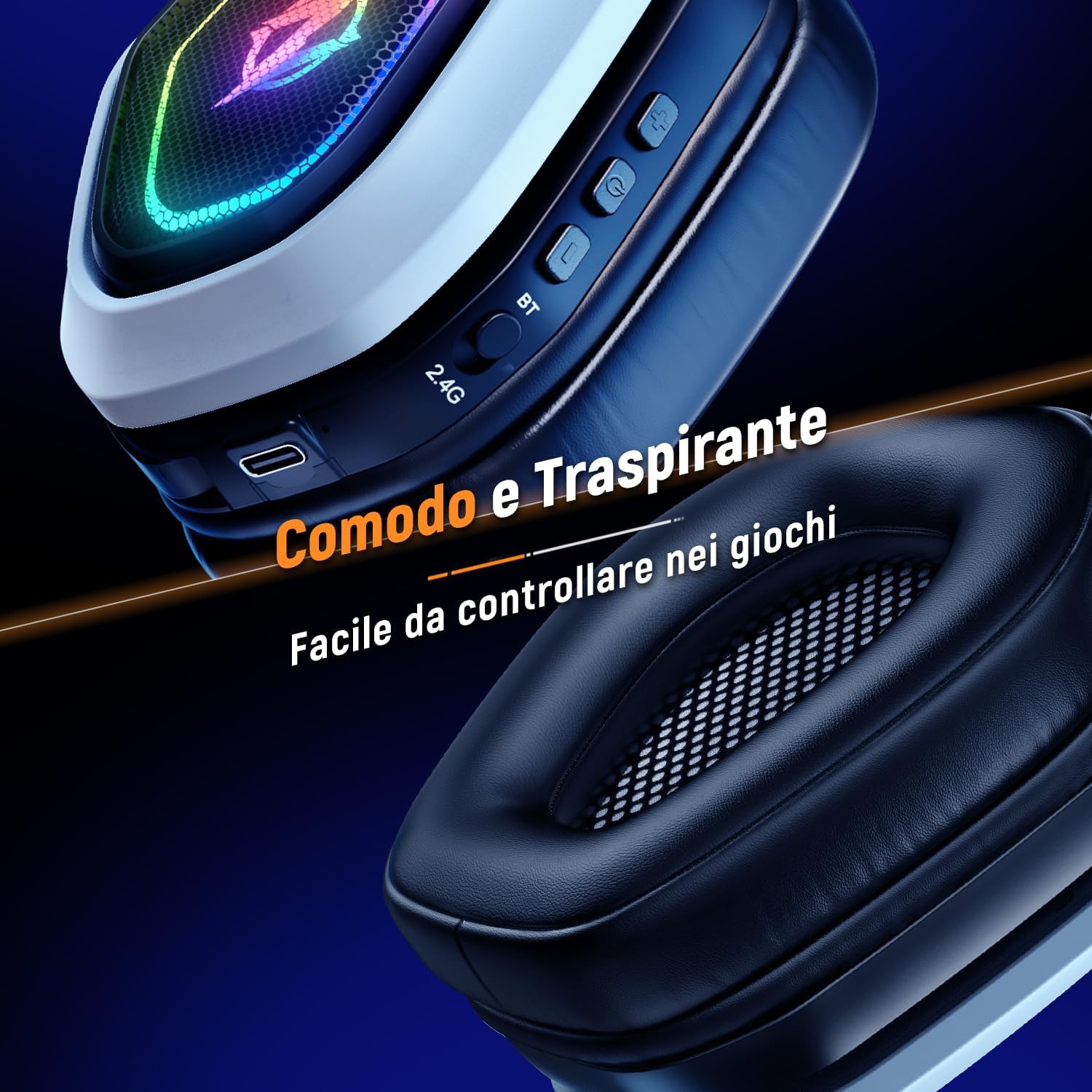 Thumbnail 6 de Ozeino Cuffie Gaming Wireless 30+ Ore