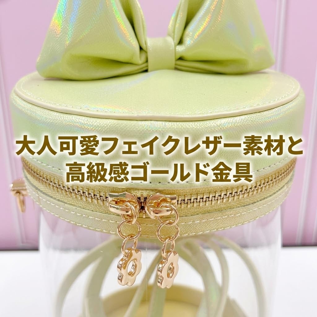 Detalle 2 de G.triGer 猫耳風リボン付きぬいポーチ 透明円筒型・ショルダーストラップ付き