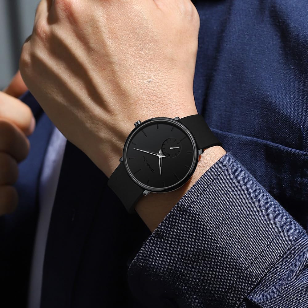 Detalle 2 de CRRJU Herren Uhr mit Silikonarmband – ultradünn, minimalistisch und zuverlässig