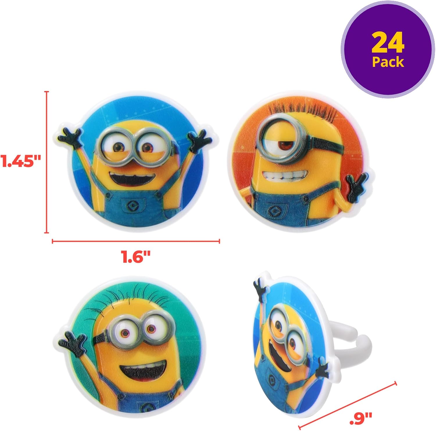 Detalle de DecoPac Despicable Me Minions Cupcake Rings, 24-Pack, Reusable Food-Safe Toppers