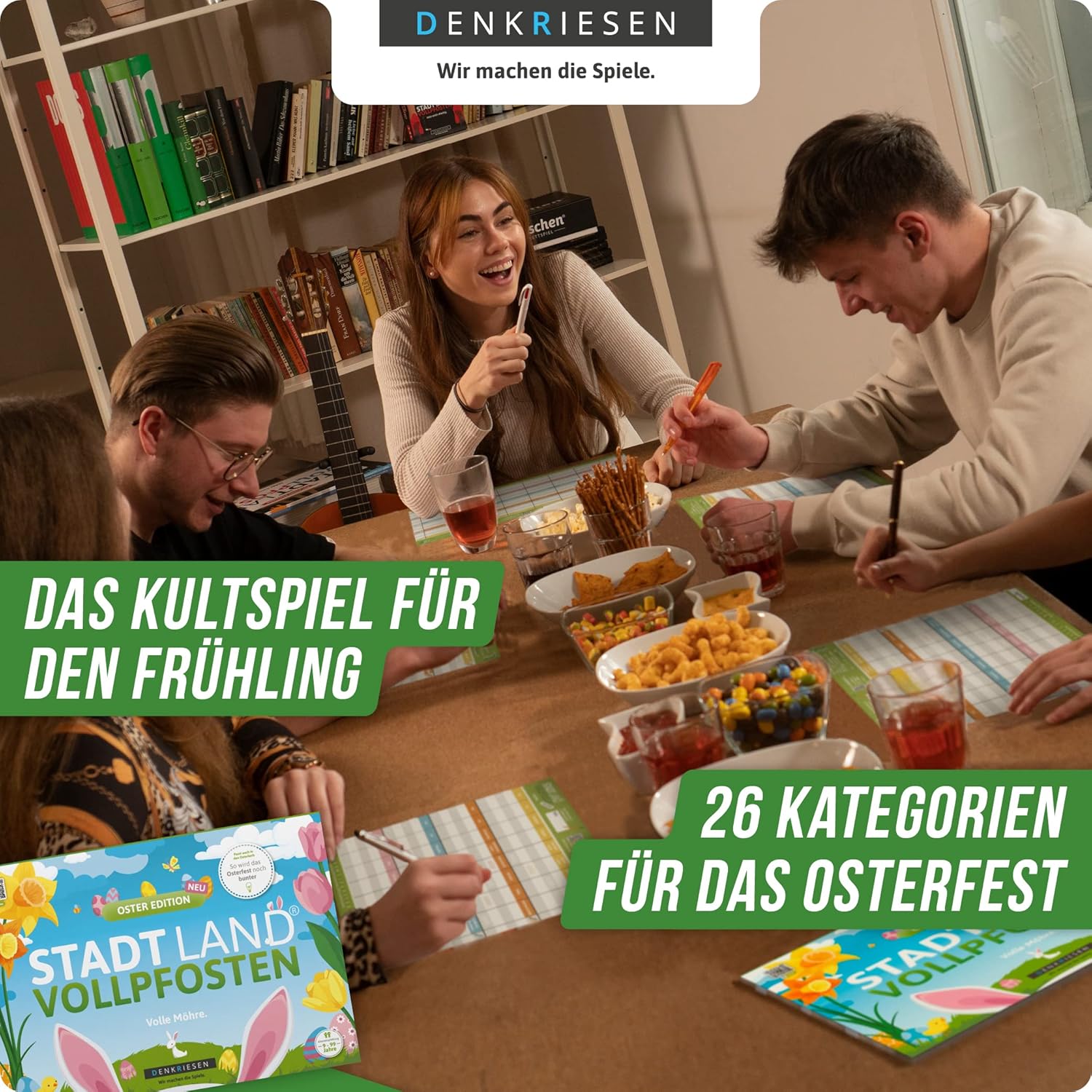 Thumbnail 2 de DENKRIESEN Stadt Land VOLLPFOSTEN Oster Edition – DIN A4 Spielblock, 50 Blatt