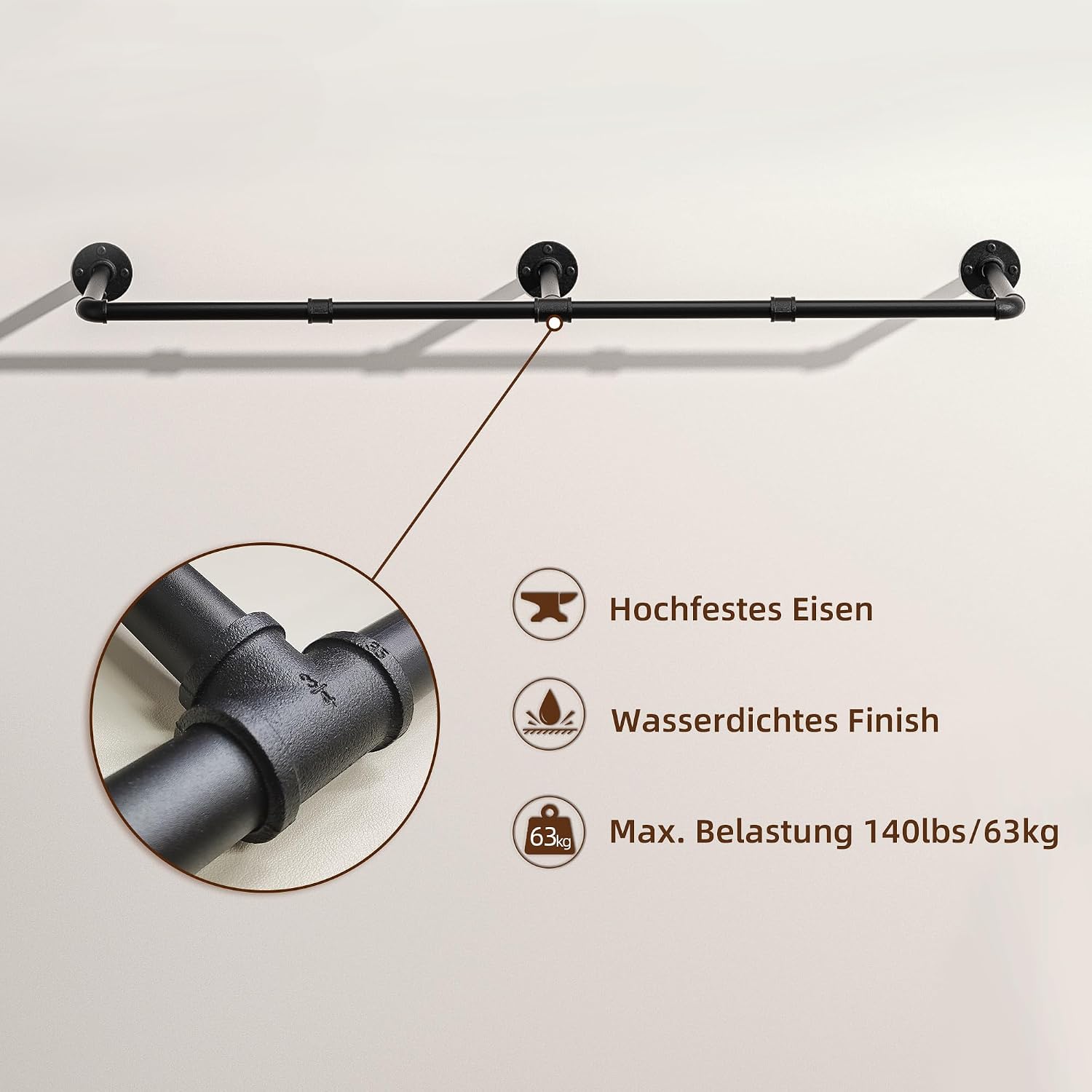 Thumbnail 3 de pickpiff Vintage-Kleiderständer 140 cm – robuster Wandkleiderständer im Industrie- und Retro-Design