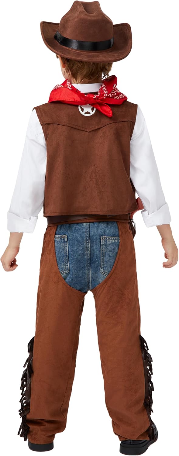 Detalle 2 de Spooktacular Creations Kids' Cowboy Costume Set, 8-Piece Polyester Outfit
