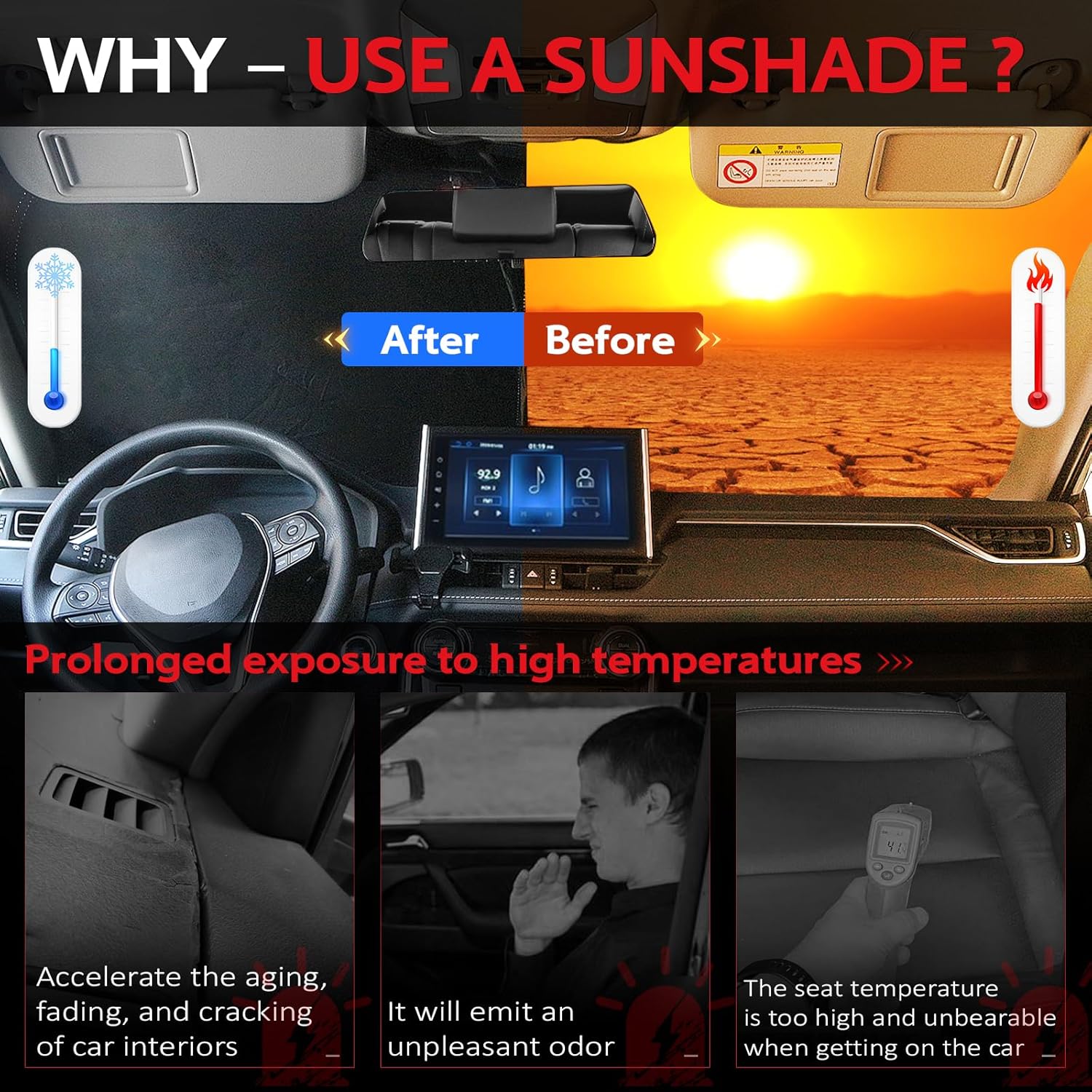 Thumbnail 3 de KAYZT Windshield Sun Shade for 2006-2011 BMW 3 Series — Custom Fit Front Window Shade